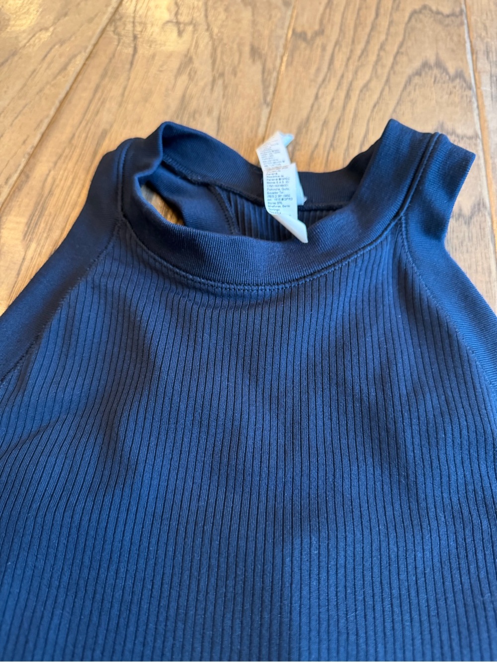 Athleta Navy Ribbed High-Neck Tank - Picture 2 of 4